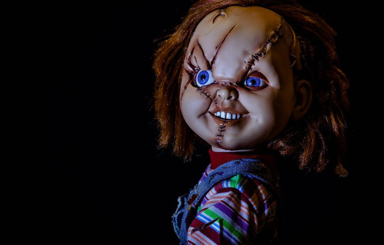 Smiling Chucky With Scar Stitches Background