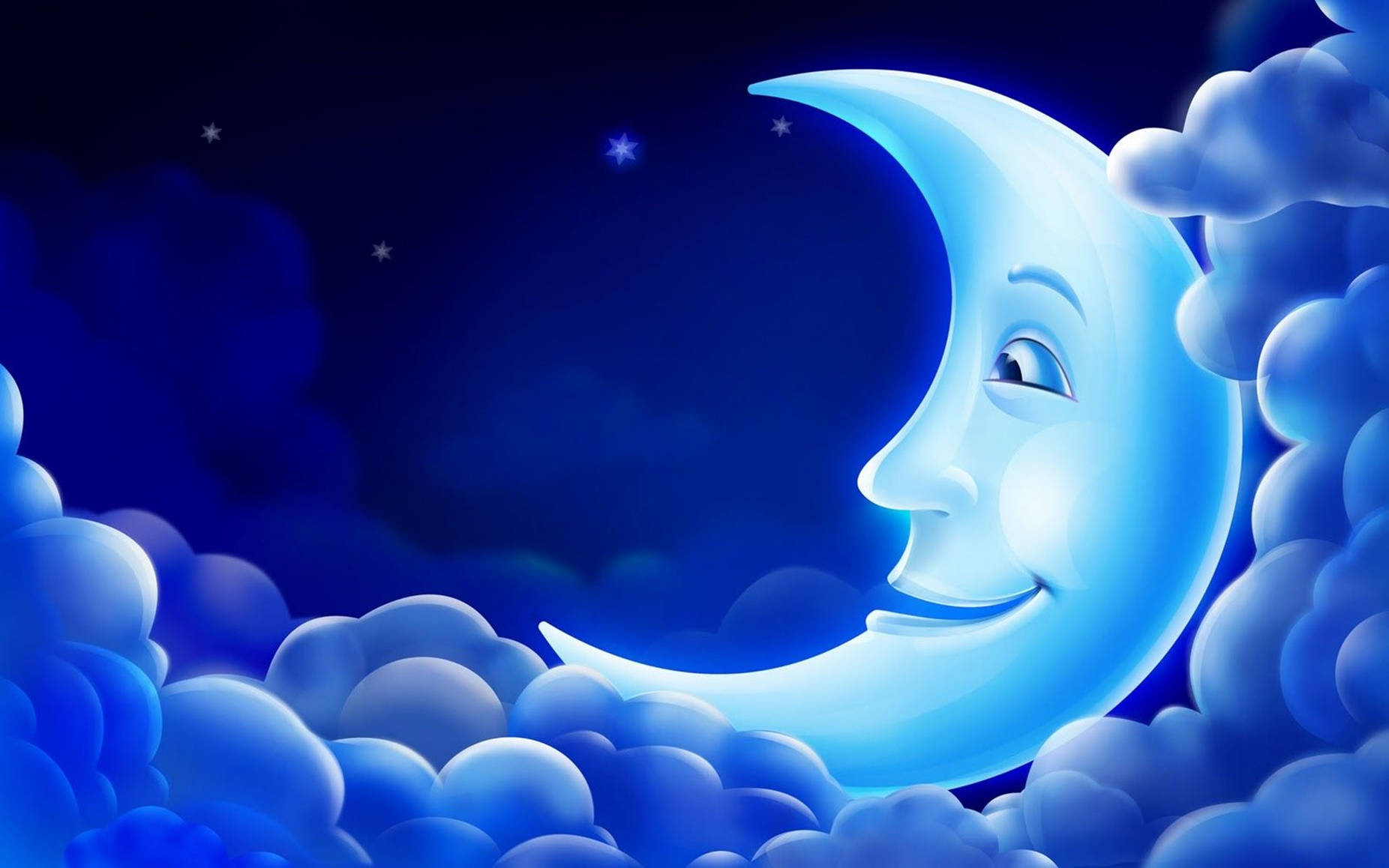 Smiling Crescent Moon 3d Animation Background