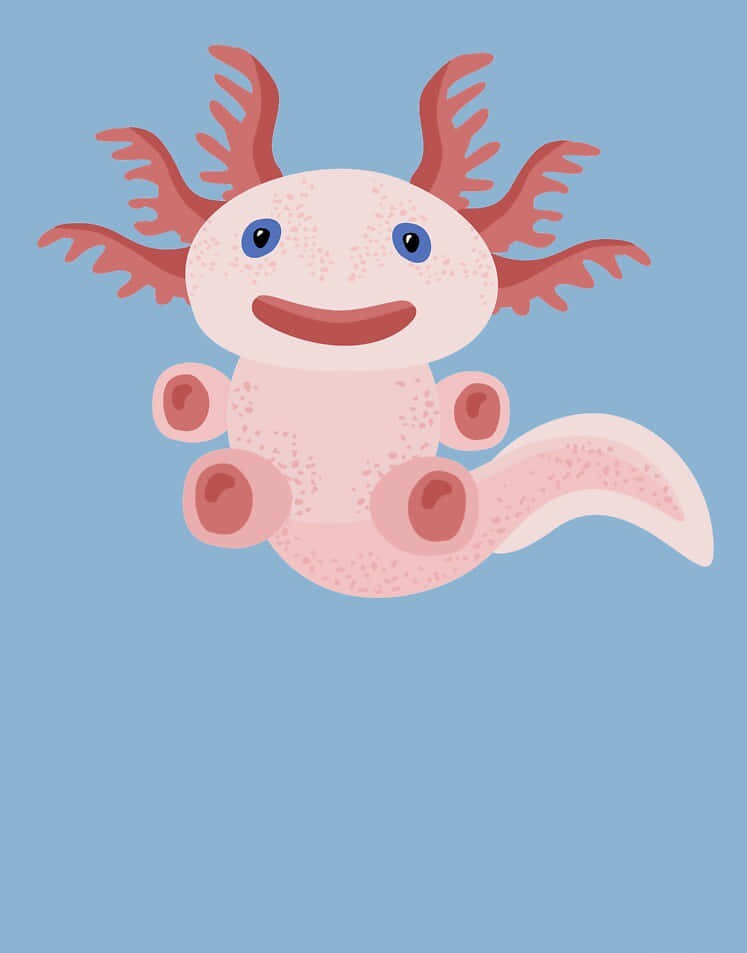 Smiling Cute Axolotl Minimalist Art