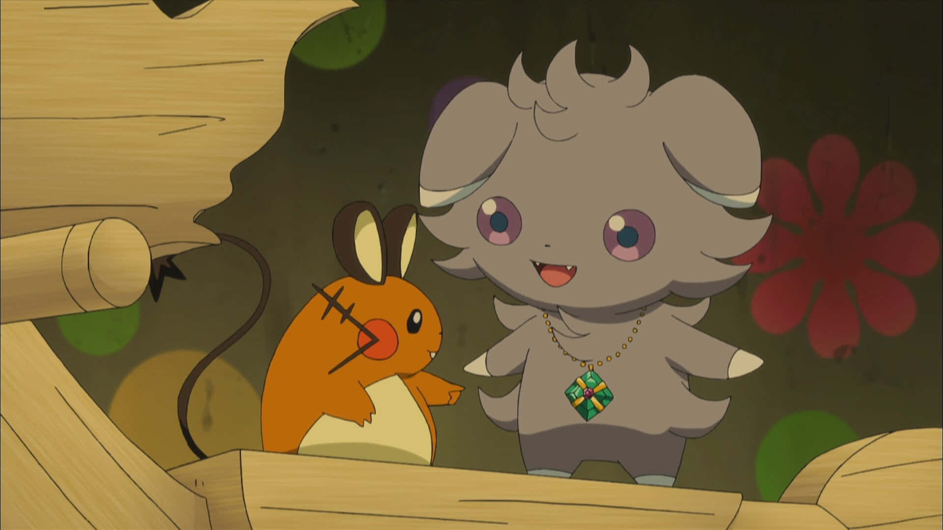 Smiling Espurr And Dedenne Background