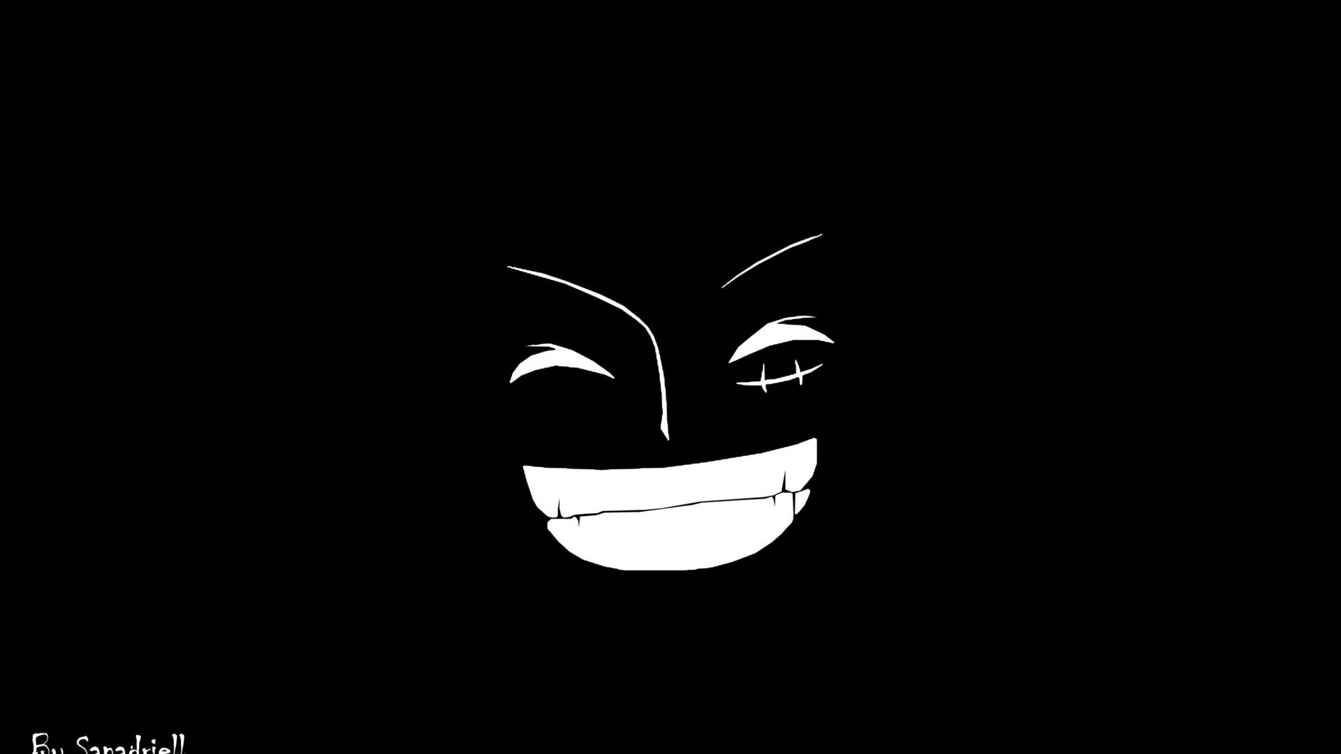 Smiling Face Of Luffy Black And White Background