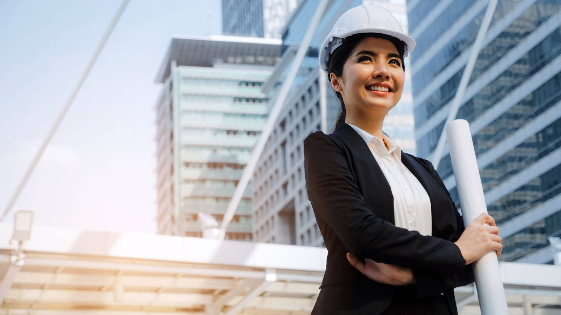 Smiling Female Engineer Background