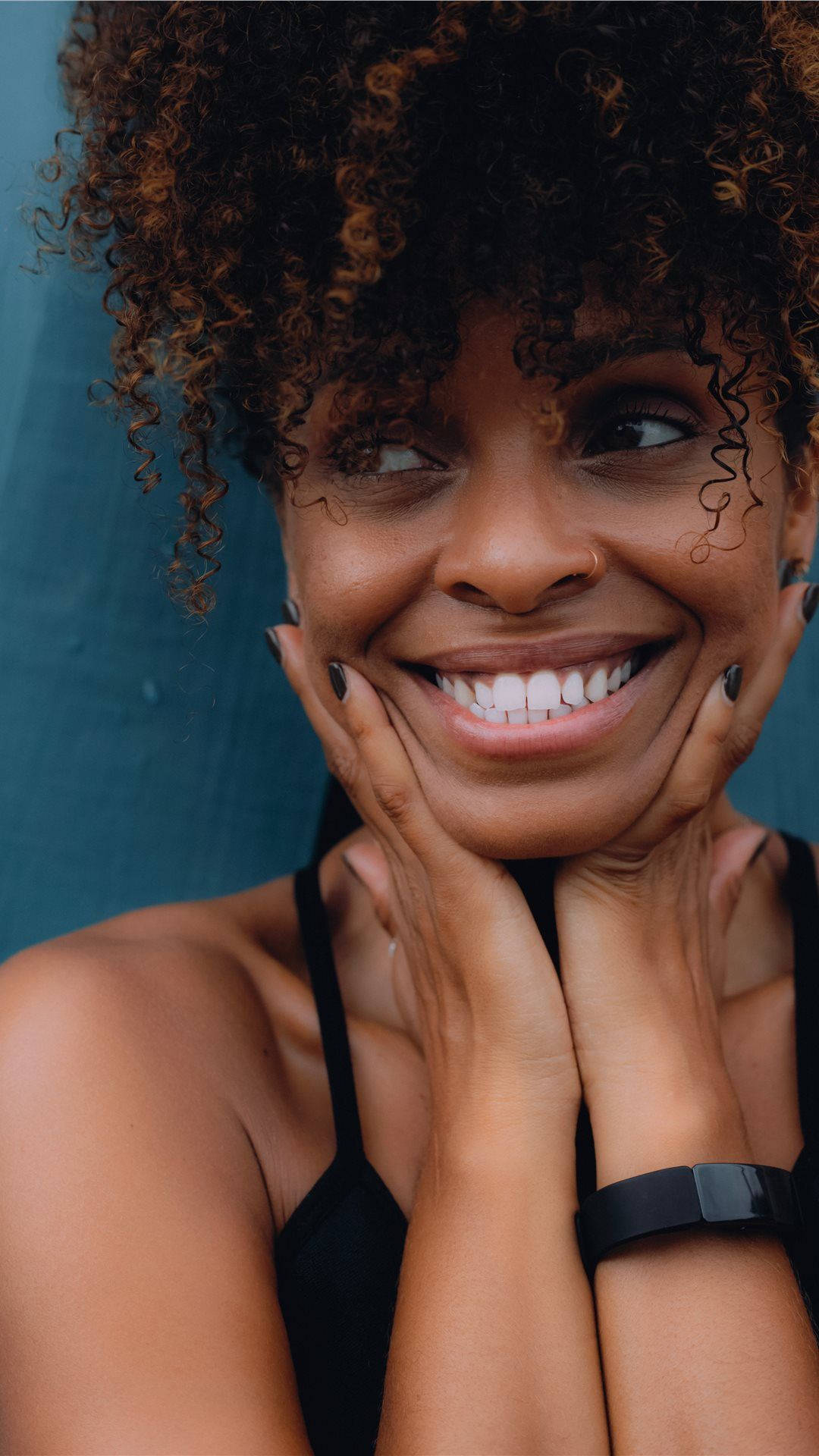 Smiling Girl With Curly Hair Background