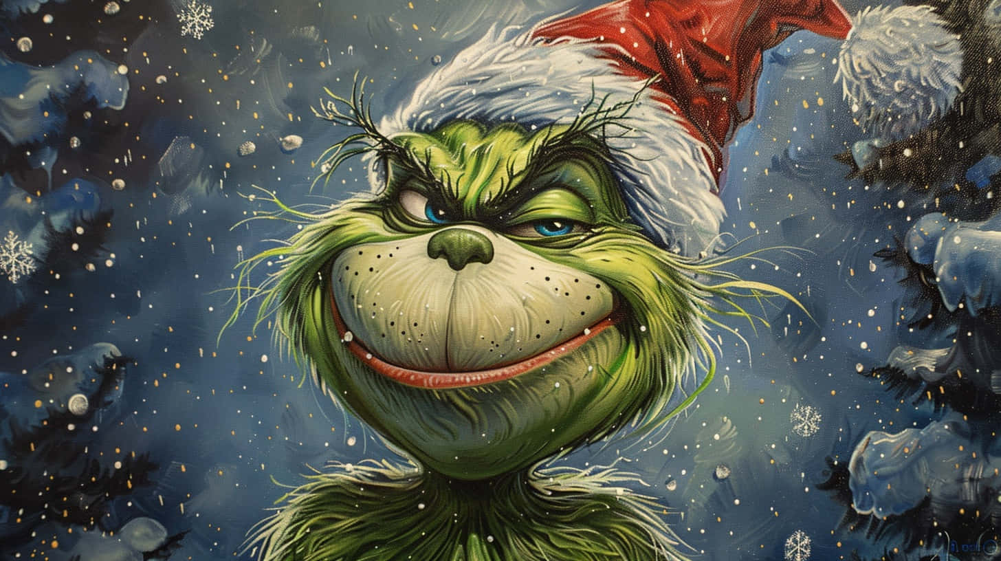 Smiling Grinch Christmas Spirit Background