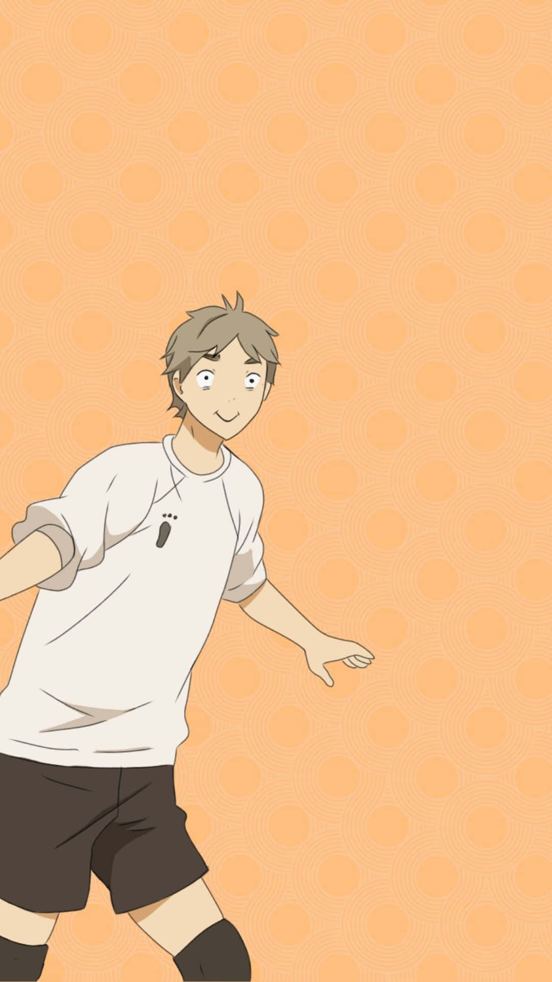 Smiling Haikyuu Character Orange Background Background
