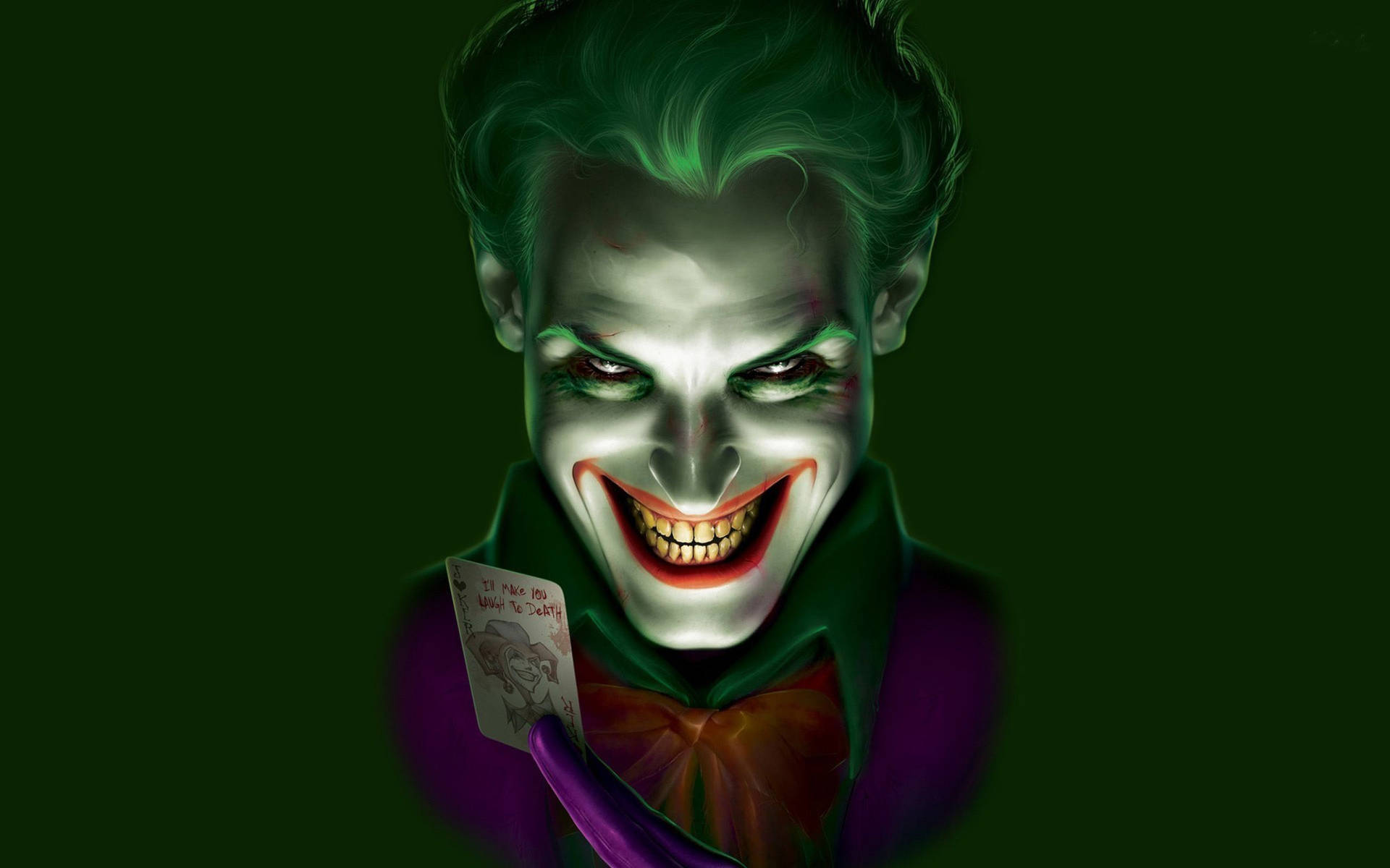 Smiling Joker With Green Hair Background