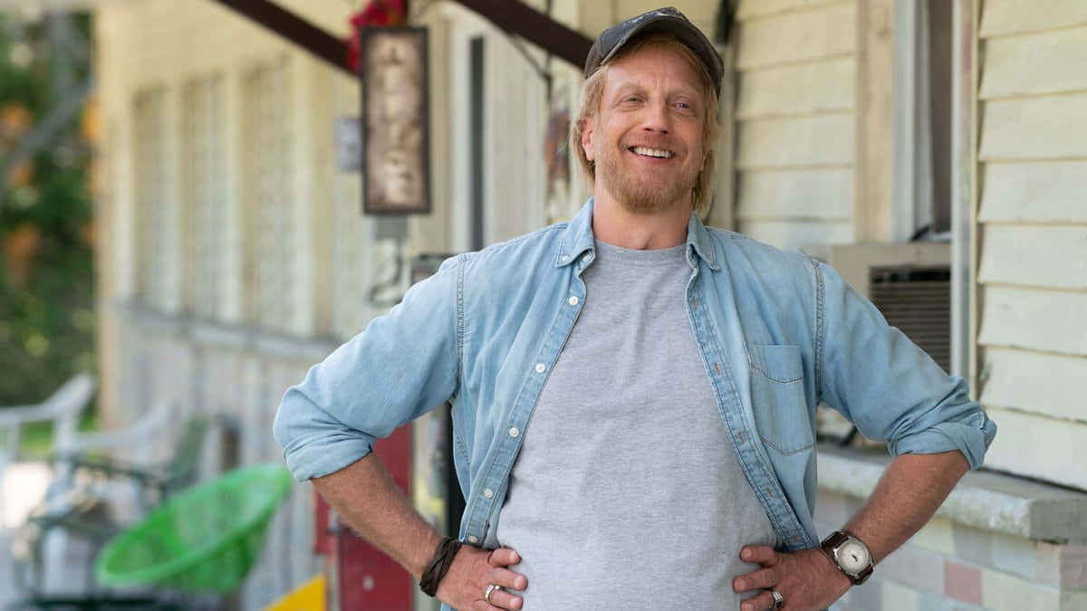 Smiling Man Casual Outfit Standing Outdoors Background