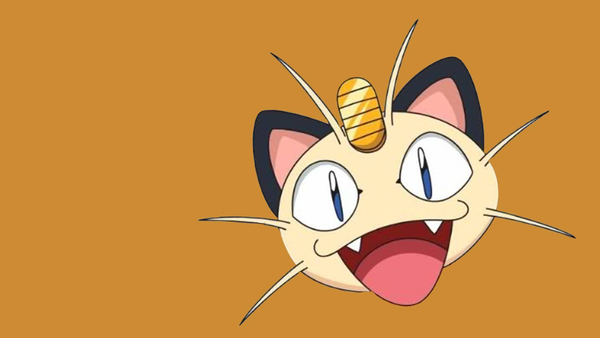 Smiling Meowth With Orange Backdrop