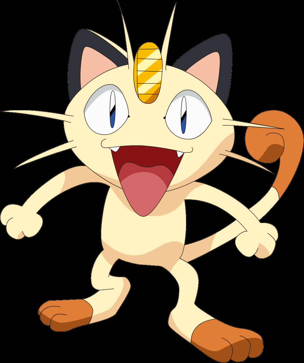 Smiling Meowth With White Backdrop Background