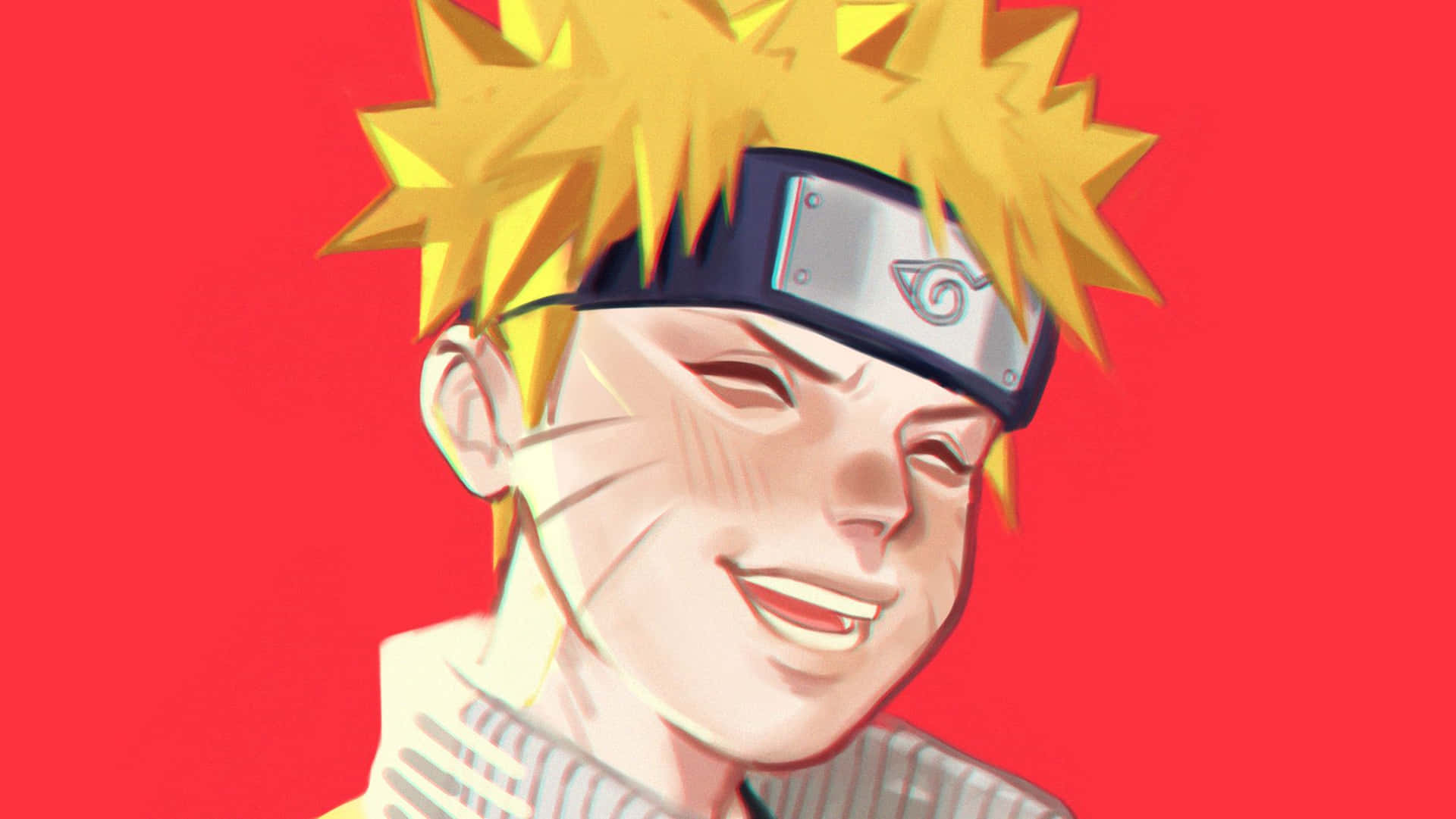 Smiling Naruto Red Background Background