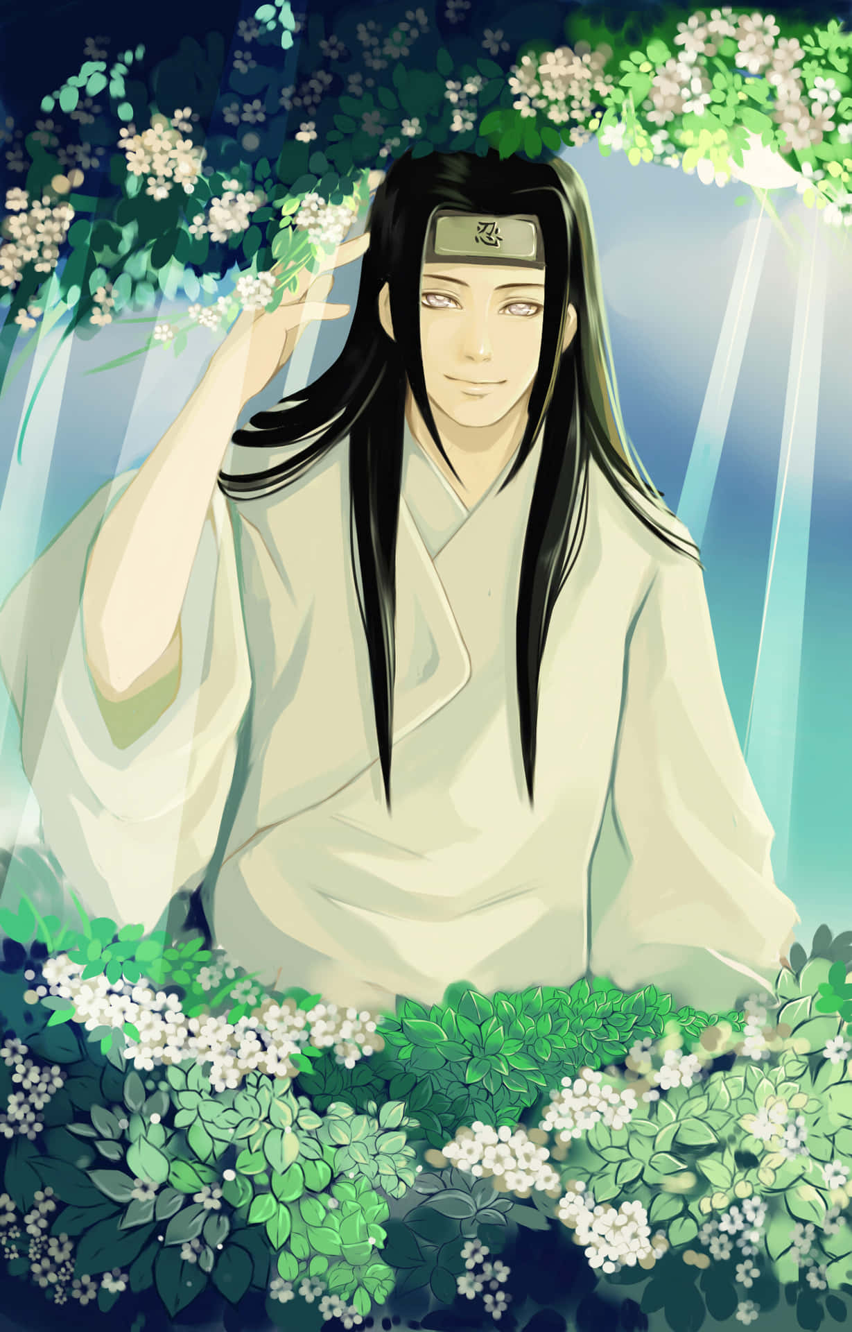 Smiling Neji Hyuga Background