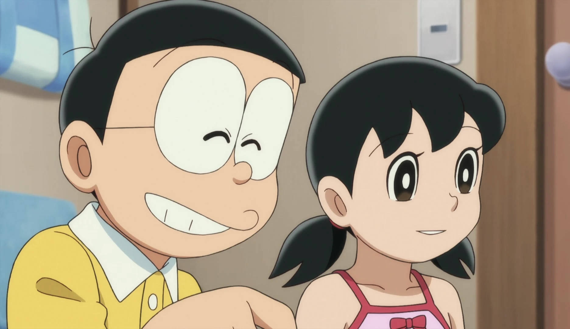 Smiling Nobita Shizuka Hd Background