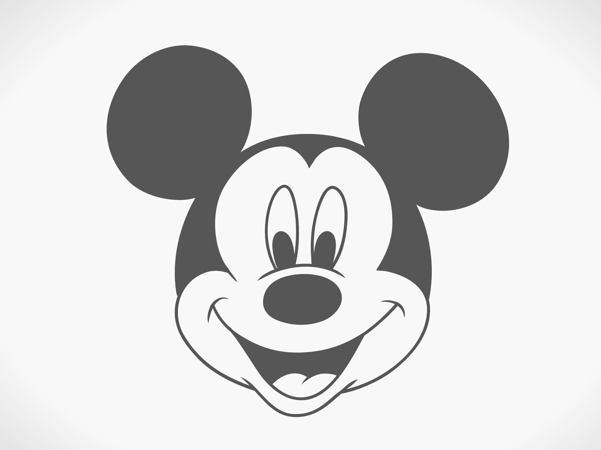 Smiling Old Mickey Mouse Ears In Monochrome Background