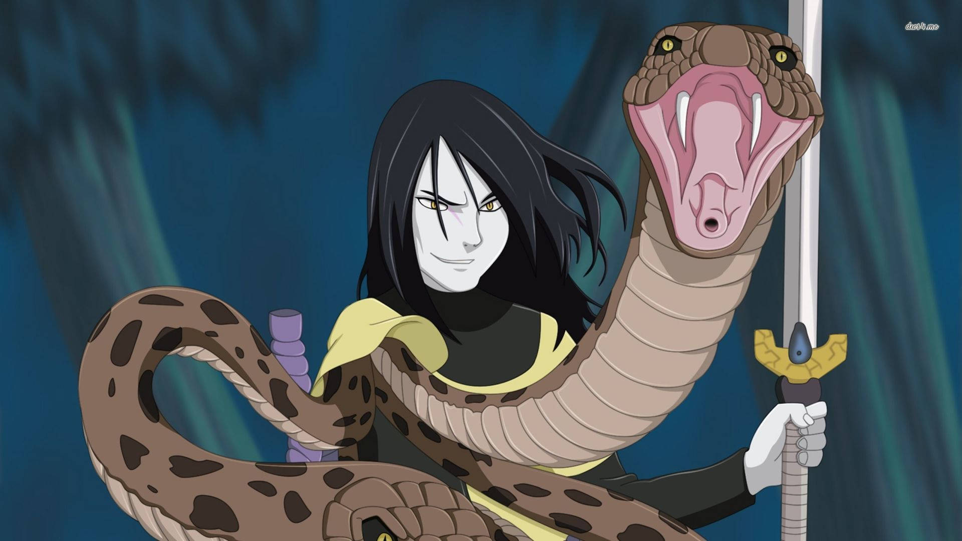 Smiling Orochimaru With Attacking Snake