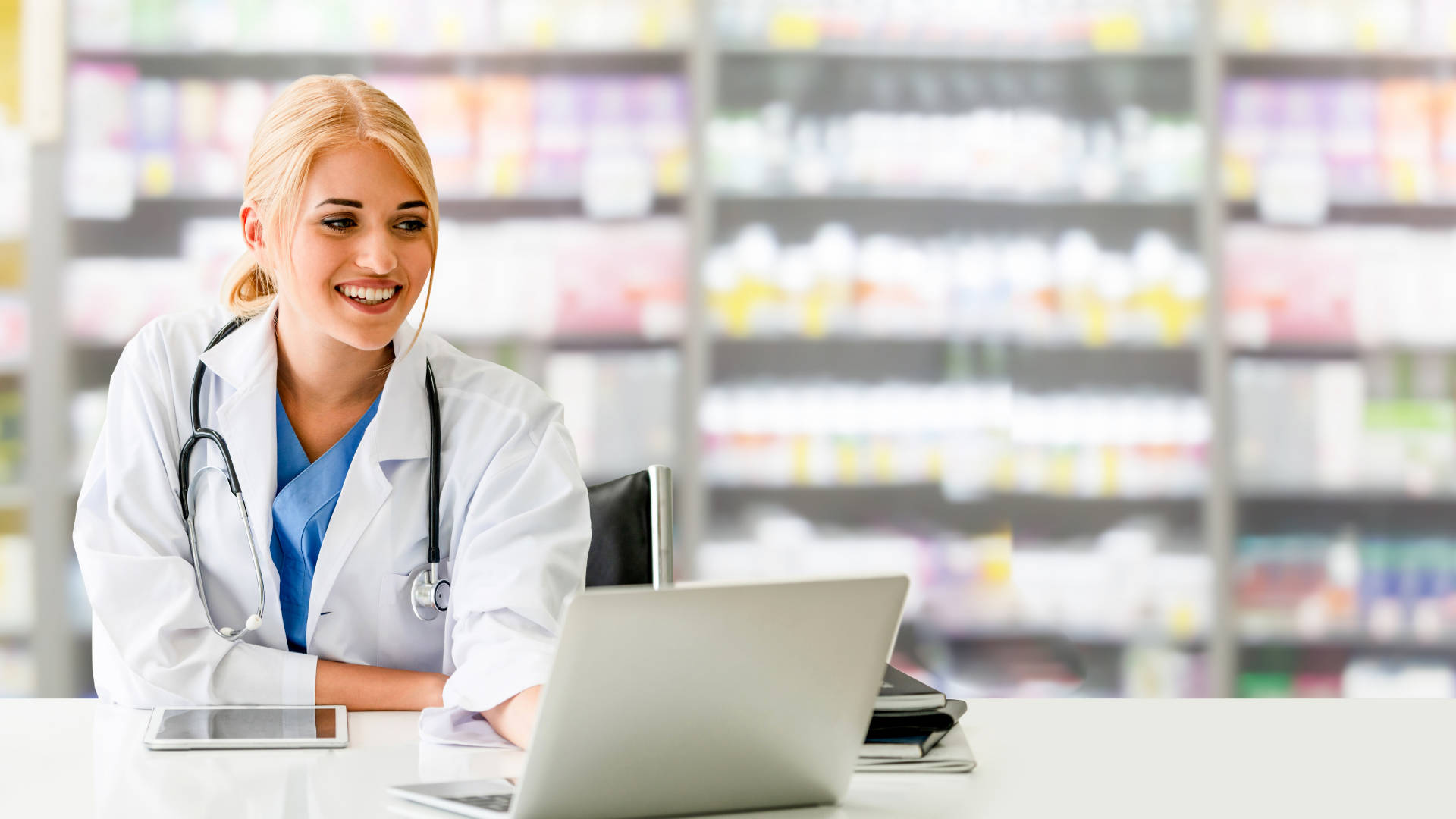 Smiling Pharmacist Laptop