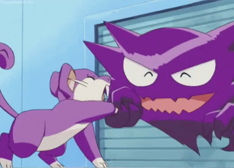 Smiling Pokémon Haunter Grabbing The Hand Of Rattata