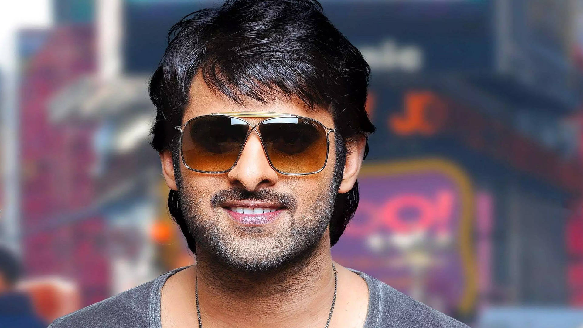 Smiling Prabhas Hd With Colorful Background Background