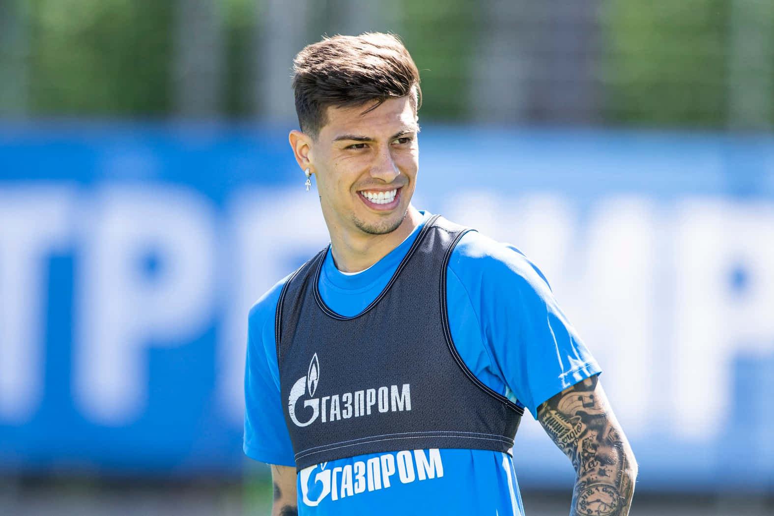 Smiling Soccer Player Training Session Background