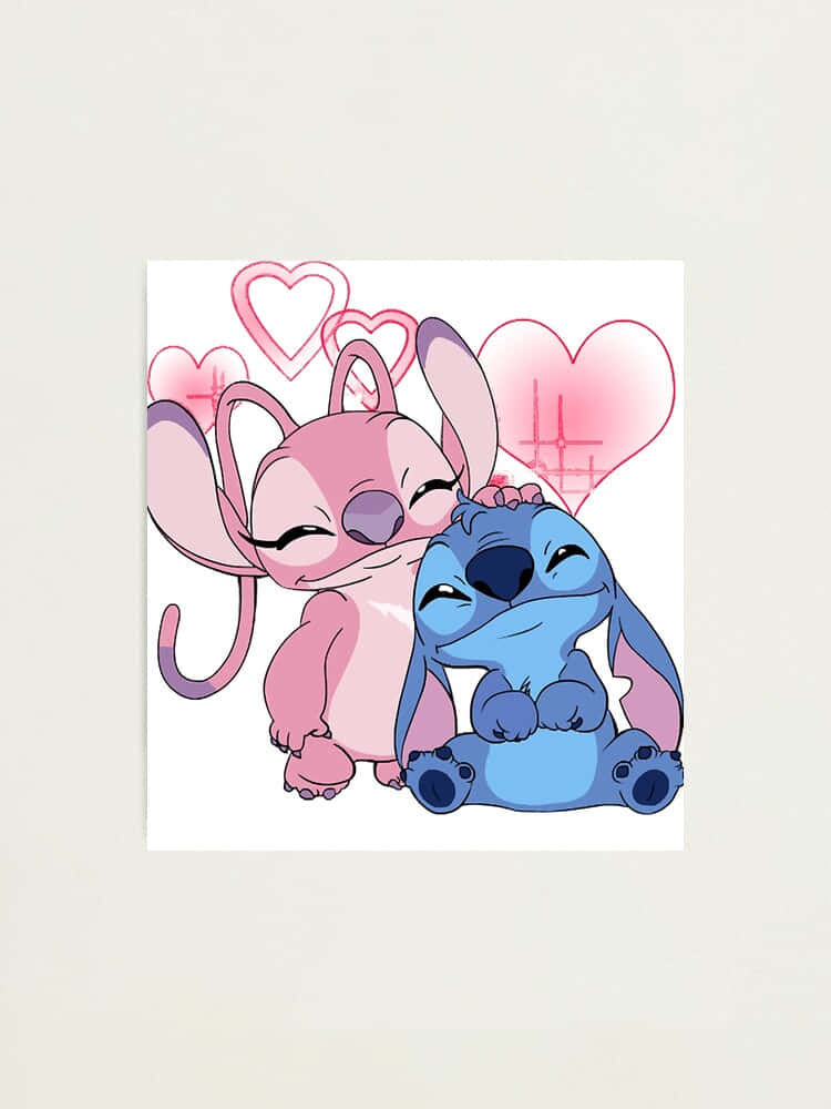 Smiling Stitch And Angel Couple Background