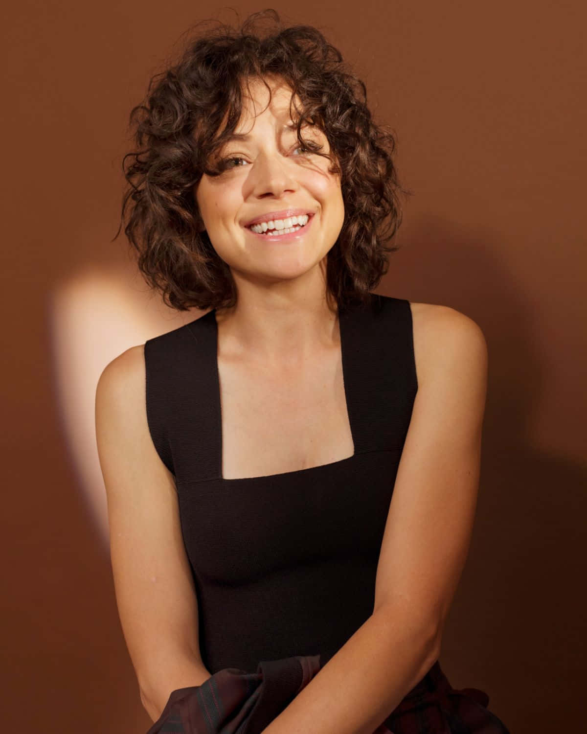 Smiling Woman Curly Hair Portrait