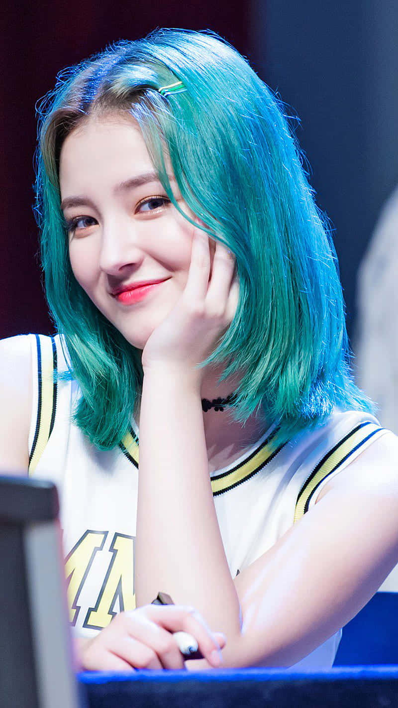 Smiling Womanwith Teal Hair