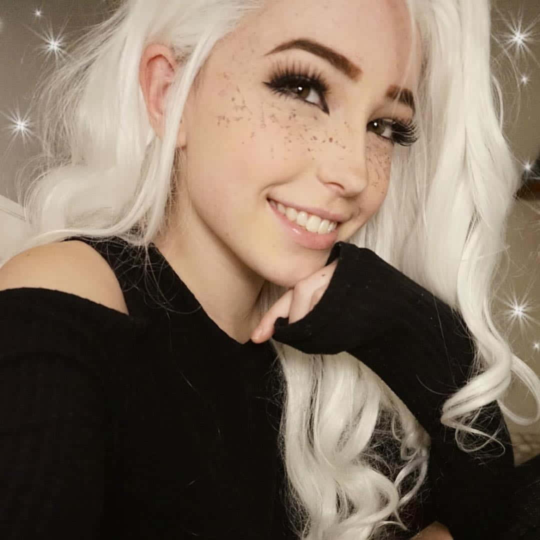 Smiling Womanwith White Hairand Freckles Background