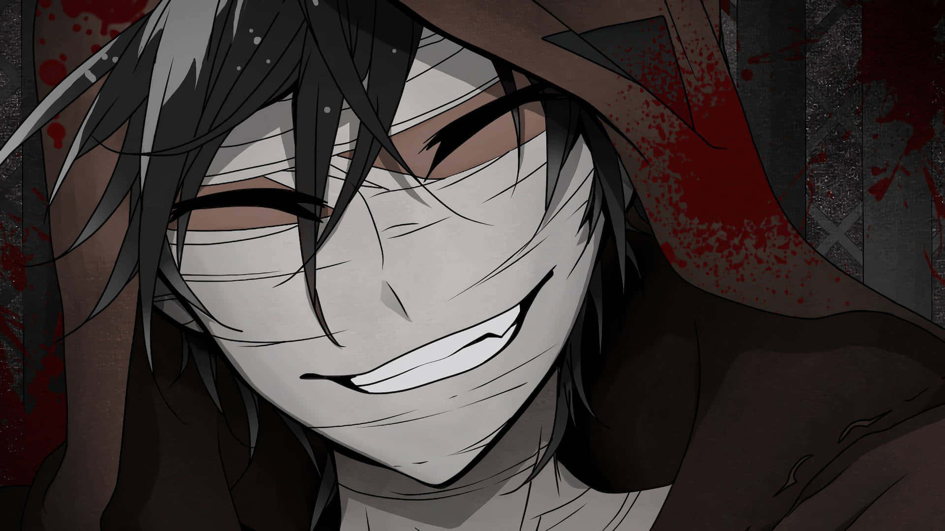 Smirking Anime Boy Black Hair Background