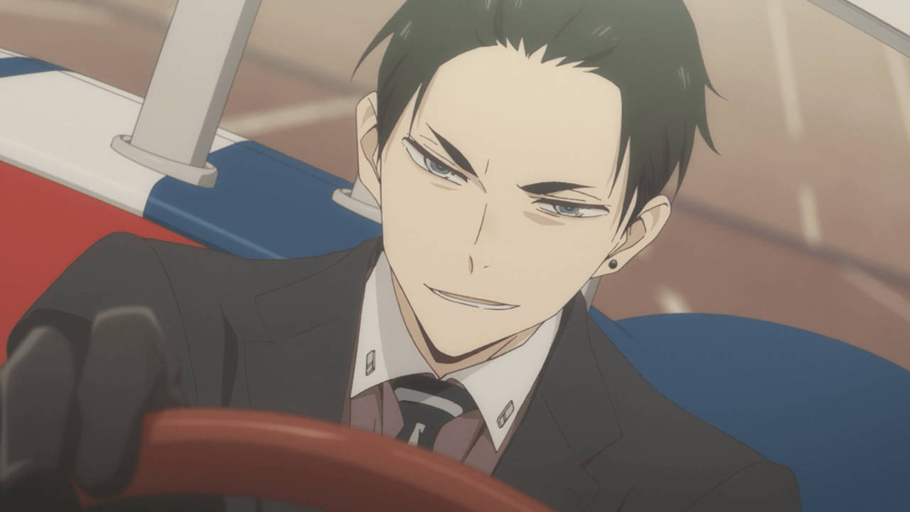 Smirking Daisuke Kambe While Driving Background