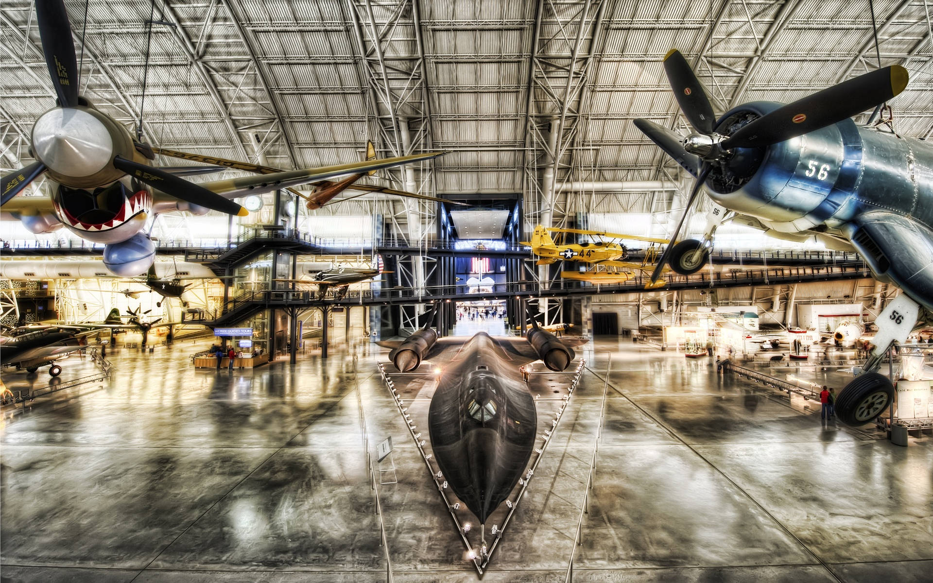 Smithsonian Hangar With Planes Background