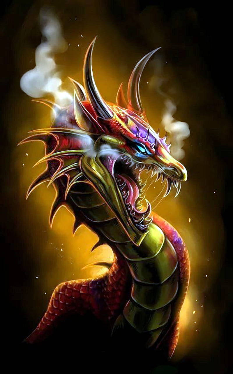 Smoke Really Cool Dragons Painting Background