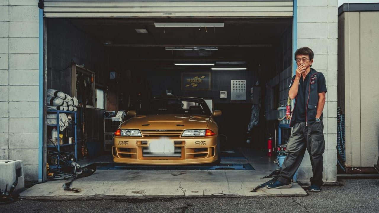 Smokey Nagata And Gold Car Background