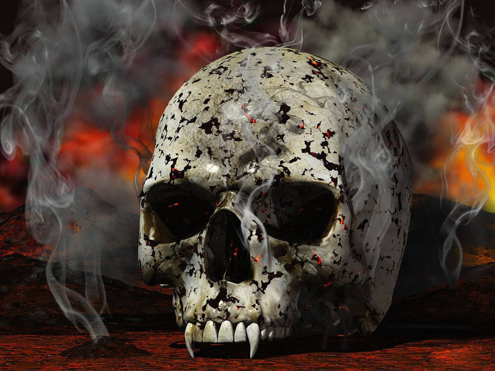 Smokey Red And Black Vampire Skull Background