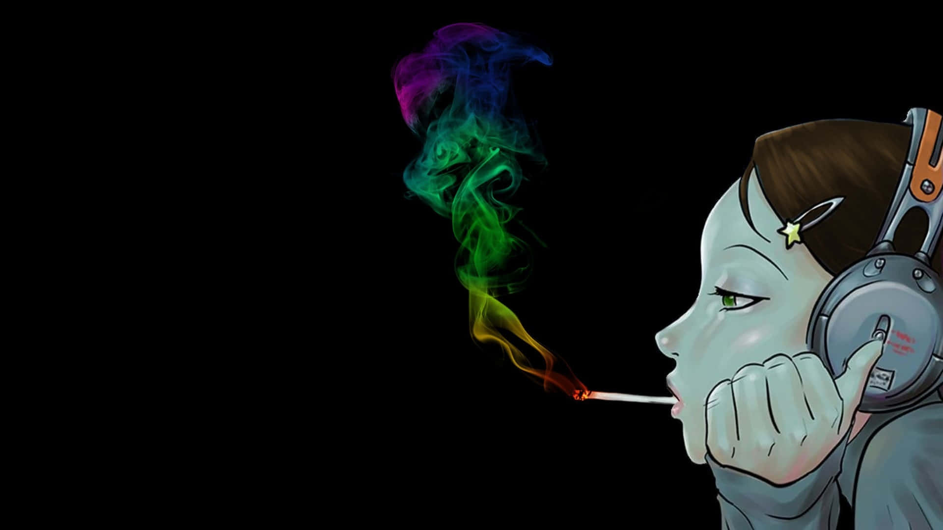 Smoking Cartoon Girl Profile Background