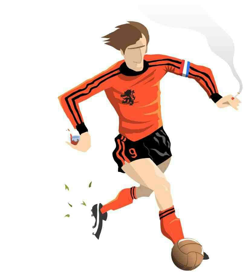 Smoking Football Player Johan Cruyff Vector Art Background