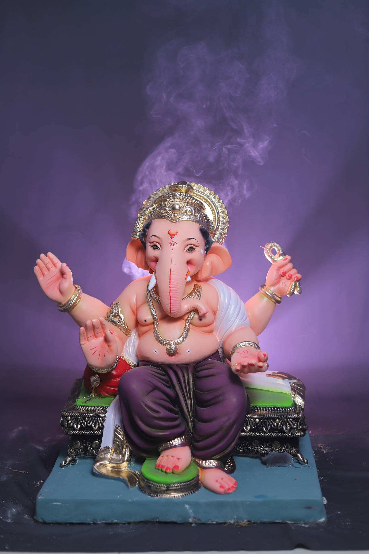 Smoking Incense For Ganesh Mobile Background