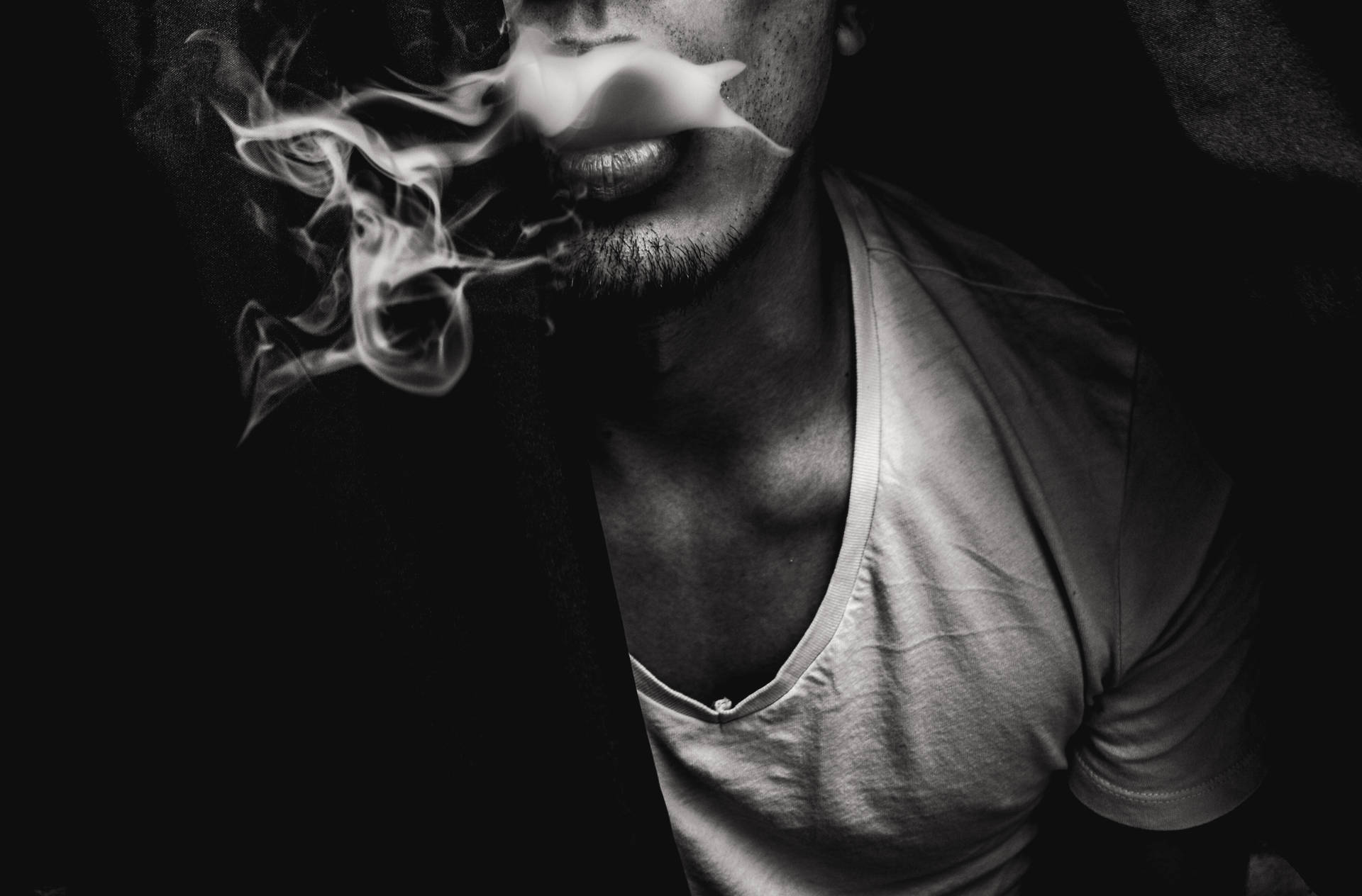 Smoking Man Dark Aesthetic Background