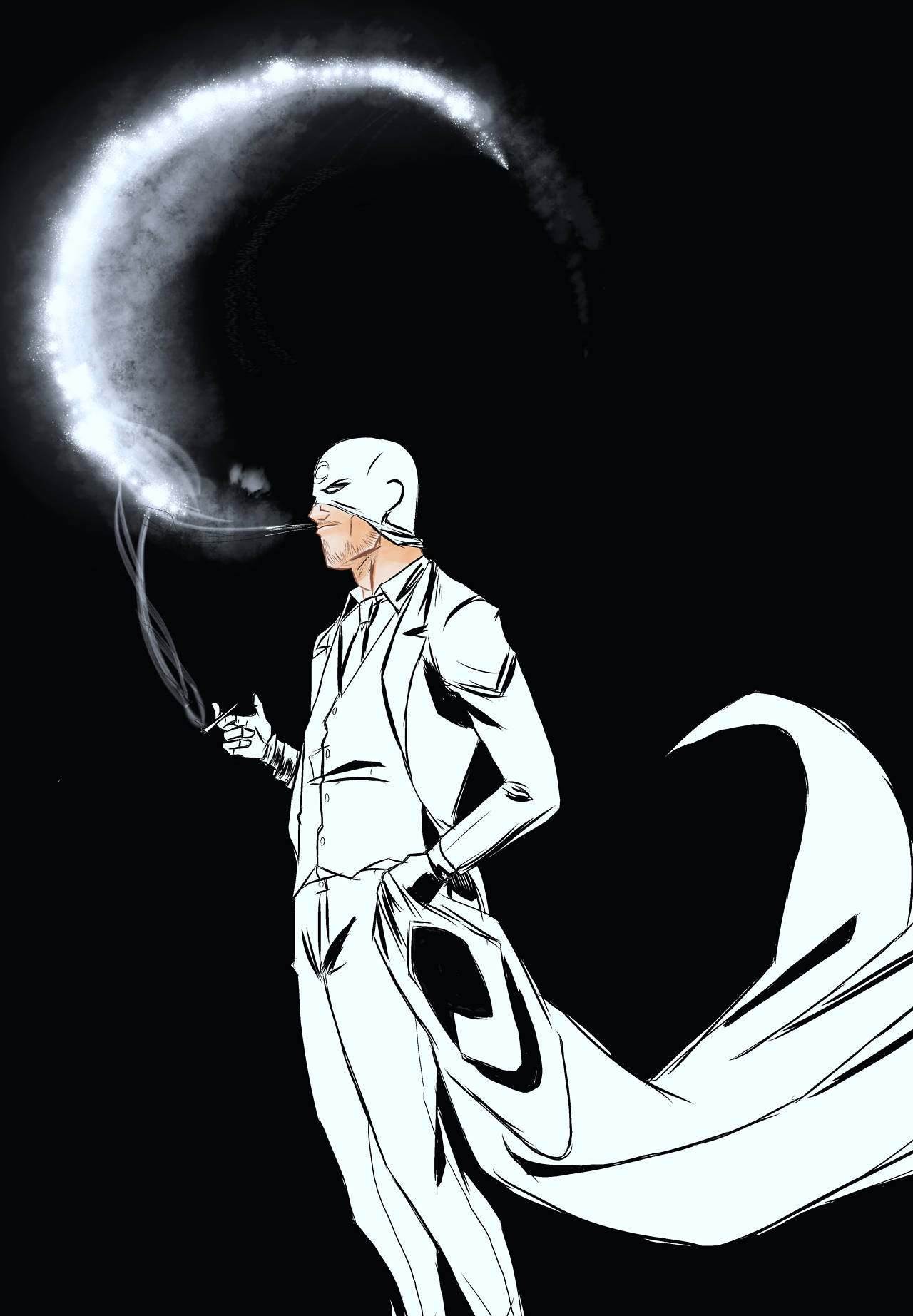 Smoking Marc Spector Moon Knight Phone Background