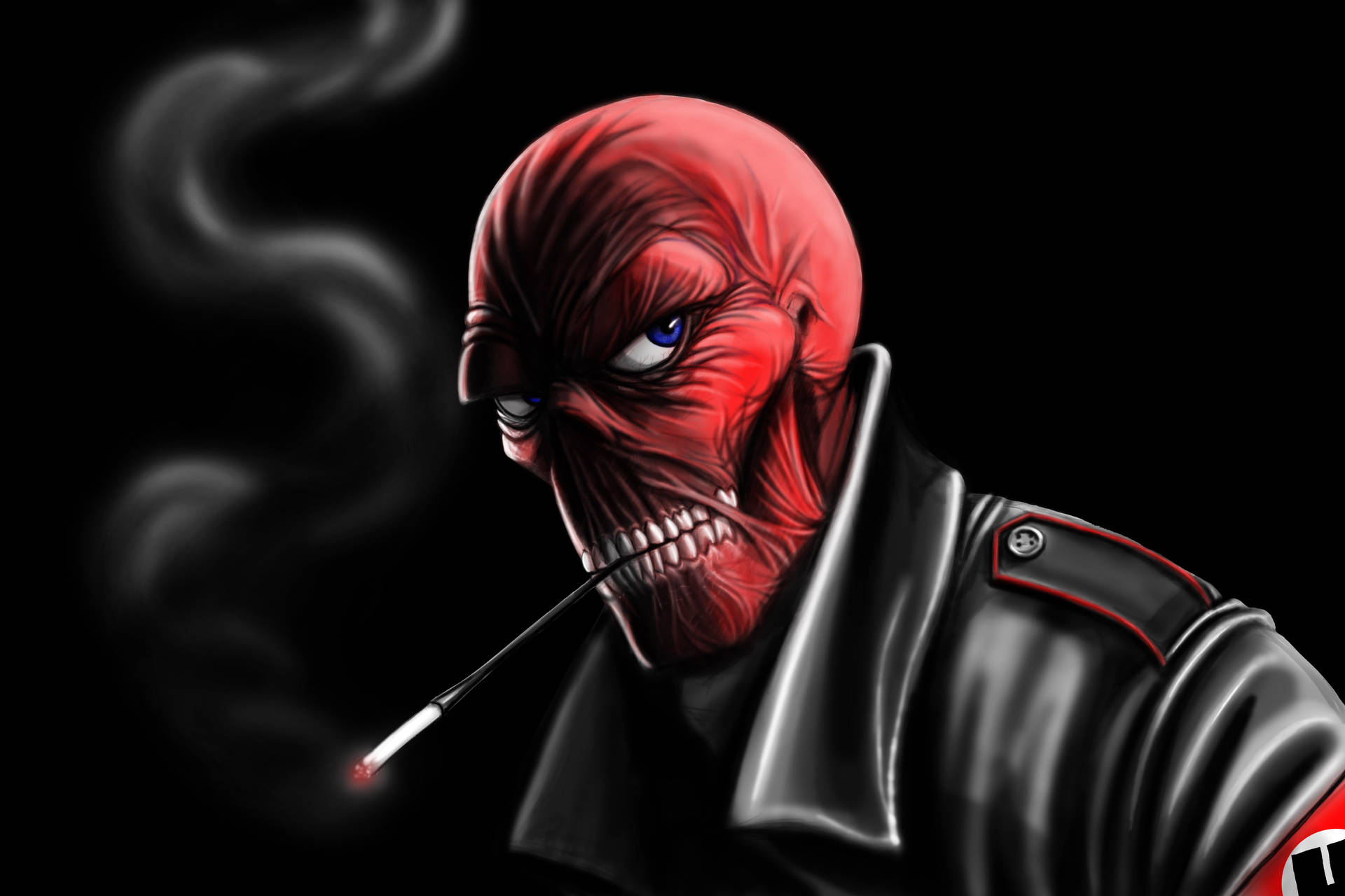 Smoking Red Skull Background