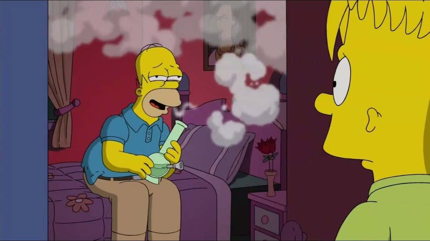 Smoking Weed Bart Simpson Dad Background