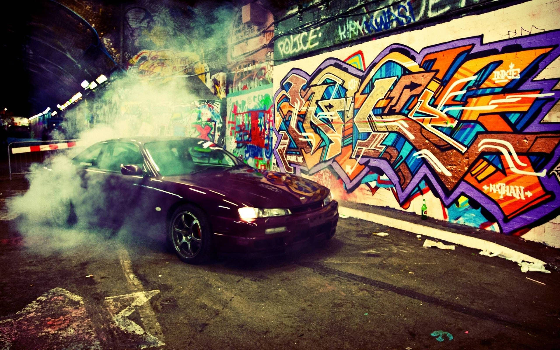 Smoky Car Urban Art Background