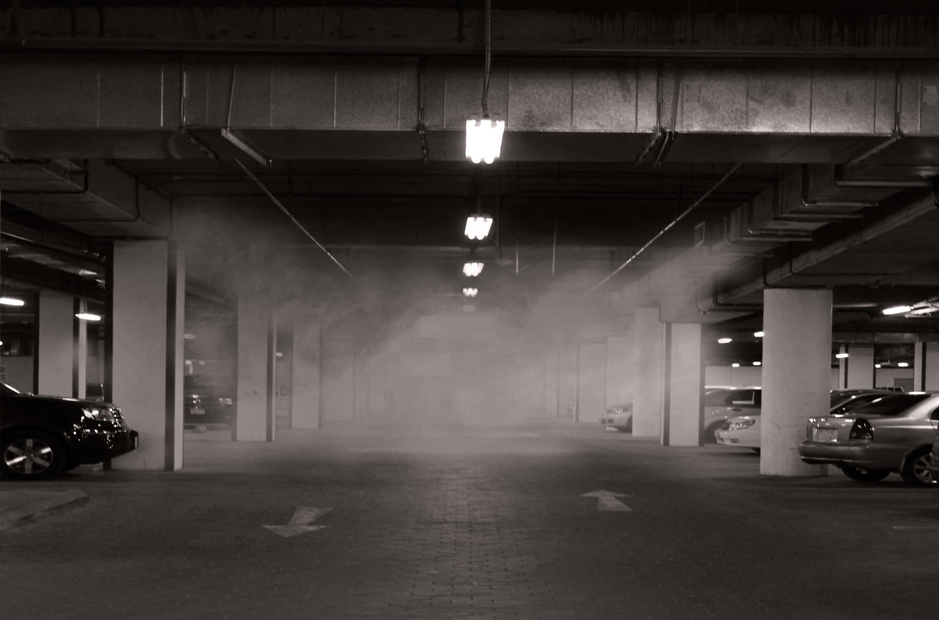 Smoky Dark Underground Parking Lot