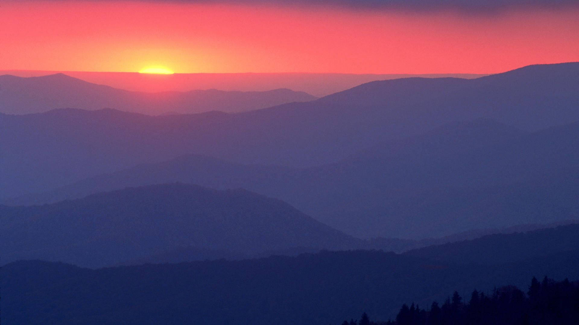 Smoky Mountains With Gradient Sunset Background