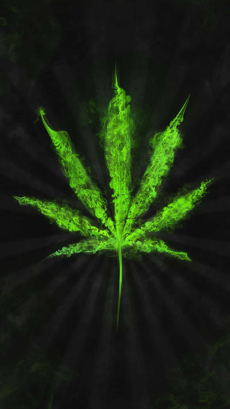 Smoky Neon Cannabis Leaf Background