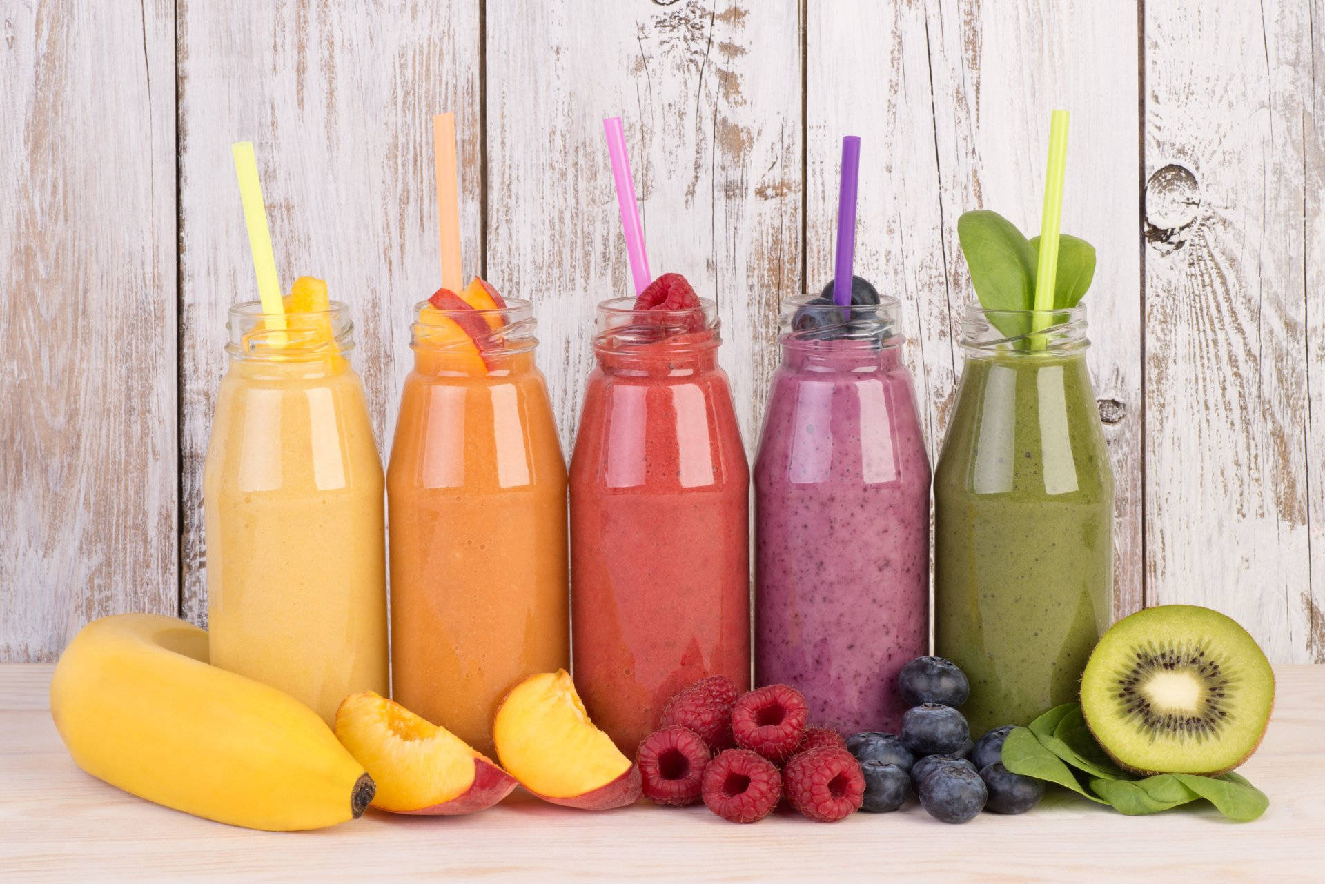 Smoothies In Glass Bottle Background