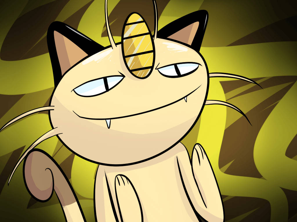 Smug And Funny Meowth Background