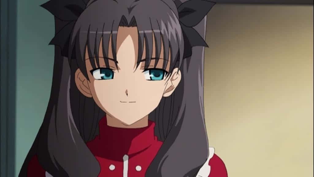 Smug Face Of An Anime Character Wearing Red Background