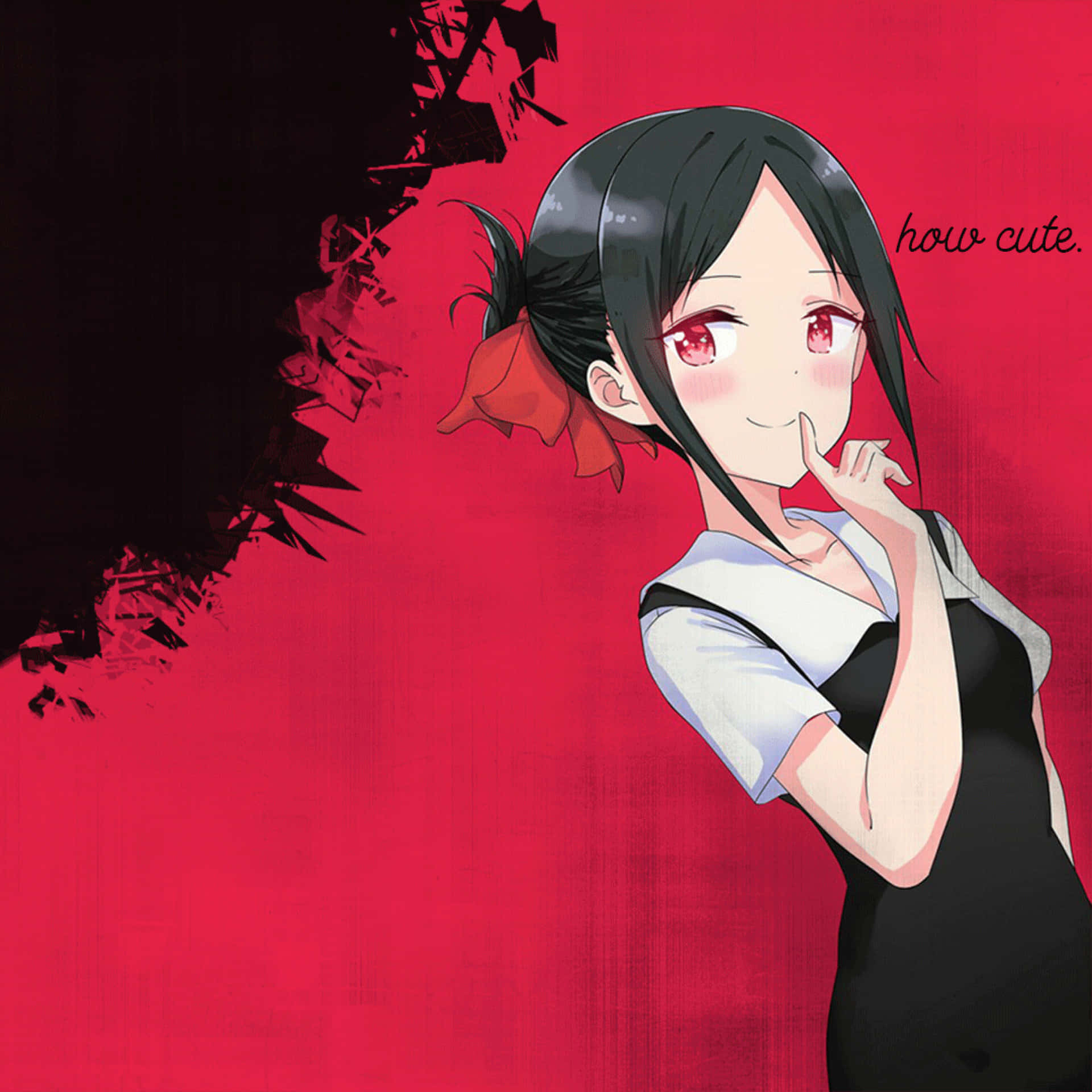 Smug Face Of The Beautiful Anime In Black And White Dress Background