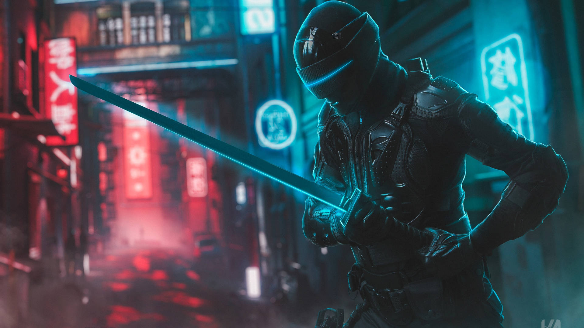 Snake Eyes Wielding His Sword In A Combat Stance Background