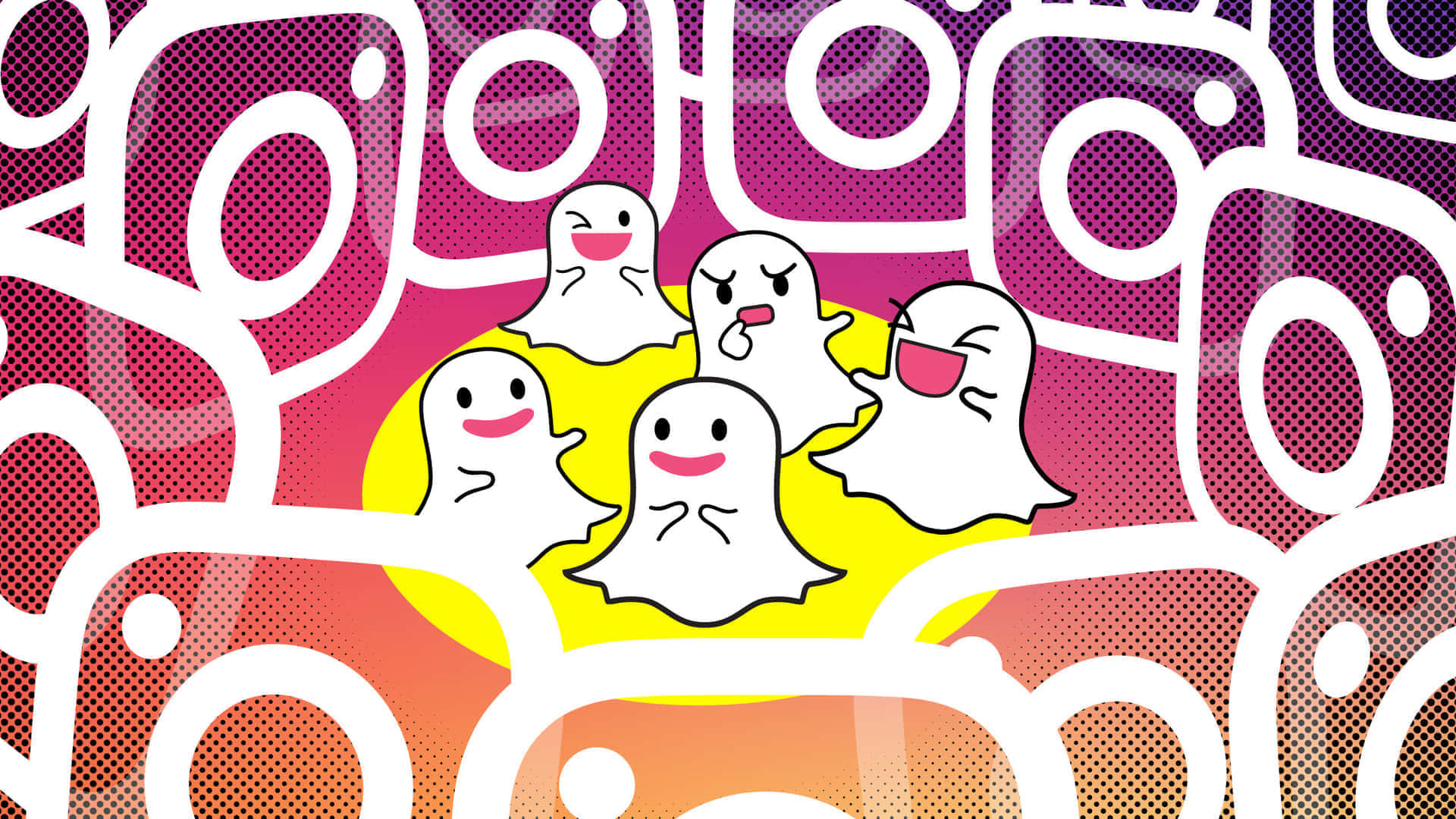 Snapchat_ Ghost_ Characters_ Pattern_ Background Background