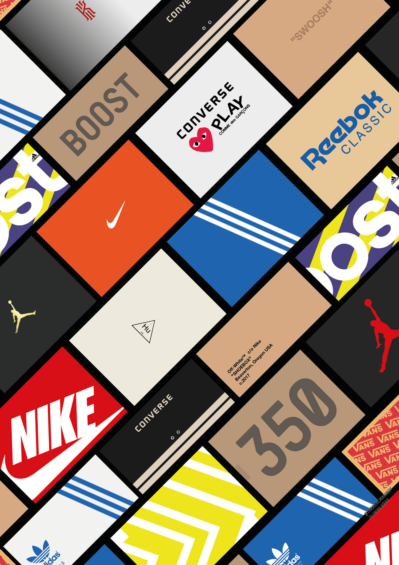 Sneaker Brands Diagonal Design Background